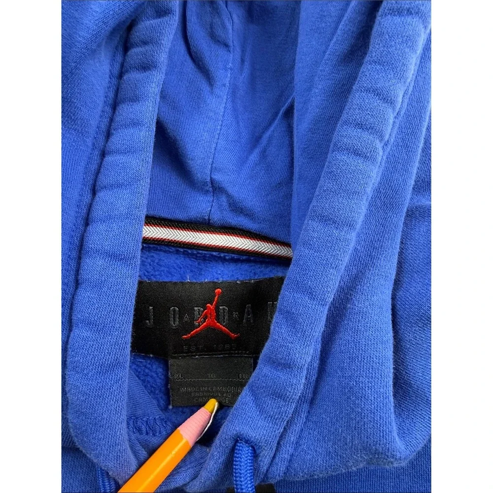 Jordan Flight Hoodie Mens Size XL Blue Jumpman Graphic Pullover Sweatshirt